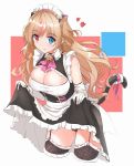  1girl animal_ears apron bell bell_collar black_panties blonde_hair cat_ears collar fatkewell garter_straps girls_frontline heart heterochromia long_hair maid maid_apron maid_headdress mk23_(girls_frontline) multicolored_hair panties ribbon skirt skirt_lift tail tail_raised tail_ribbon thighhighs two-tone_hair underwear 