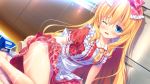  blonde_hair blue_eyes blush dress game_cg hinata_nao imouto_paradise_3 long_hair moonstone_cherry nanase_hinata wet 