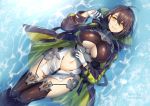  ahoge azur_lane baltimore_(azur_lane) braid breasts brown_hair cleavage closed_mouth curvy floating gloves jacket large_breasts navel short_hair smile thick_thighs thighhighs thighs water wet wet_clothes 