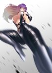  1girl absurdres biker_clothes bikesuit bodysuit boots flying_kick highres hijiri_byakuren kicking skin_tight thigh_boots thighhighs touhou volyz 