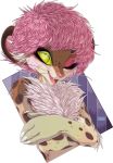  2019 digital_media_(artwork) eyebrows eyelashes gizmo0sue hair hybrid lizard mammal mustela mustelid musteline open_mouth pink_hair reptile scalie teeth tongue 
