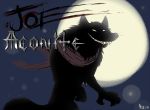  2015 black_body black_fur canid canine canis claws english_text fangs fluffy fluffy_tail fur grin hi_res joe_aconite light mammal moon moonlight outside ribnose scarf sharp_teeth sky smile standing teeth text were werecanid werecanine werewolf wolf 