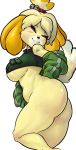  animal_crossing big_butt bottomless breasts butt canid canine canis clothed clothing domestic_dog female hi_res isabelle_(animal_crossing) mammal nintendo noblood shih_tzu short_stack toy_dog under_boob video_games 