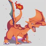  1:1 2018 ambiguous_gender charizard claws dragon fire flaming_tail grey_background ktyon3 membrane_(anatomy) membranous_wings nintendo open_mouth orange_body orange_skin pok&eacute;mon pok&eacute;mon_(species) simple_background solo video_games wings 