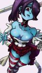  big_breasts bottomwear breasts cleavage clothed clothing clothing_lift female hi_res humanoid noblood skirt skirt_lift skullgirls squigly stitch_(disambiguation) undead video_games 