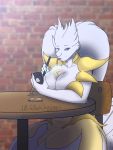  all-starwarrior anthro between_breasts breasts cellphone cleavage clothed clothing female hi_res legendary_pok&eacute;mon nintendo phone pok&eacute;mon pok&eacute;mon_(species) reshiram video_games 