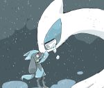  anthro avian bodily_fluids comfort crying duo feral grey_background hand_on_cheek legendary_pok&eacute;mon lugia male nintendo pok&eacute;mon pok&eacute;mon_(species) riolu sad side_view simple_background tears text translated video_games ヒツジ 