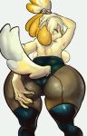  animal_crossing anthro big_breasts big_butt breasts butt canid canine canis clothed clothing domestic_dog female hi_res huge_butt isabelle_(animal_crossing) mammal nintendo noblood shih_tzu short_stack thick_thighs topless toy_dog video_games 