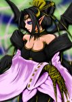  black_hair breasts clothed clothing demon digimon digimon_(species) eyeshadow female furgonomics furry-specific_piercing hair horn humanoid humanoid_pointy_ears lilithmon lips makeup not_furry piercing purple_lips solo wing_piercing wings こると 