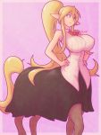  blonde_hair blue_eyes breasts centaur centorea_shianus_(monster_musume) clothed clothing equid equid_taur eyelashes female hair hi_res mammal mammal_taur monster_girl_(genre) monster_musume nipple_outline ponytail ruff_sketches shirt solo taur topwear 