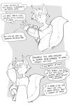  2014 2:3 5_fingers anthro armband clothed clothing dialogue ducky_(artist) english_text fingers fluffy fluffy_tail greyscale male mammal miguel_&quot;red&quot;_molina monochrome rodent sciurid shirt speech_bubble text topwear 