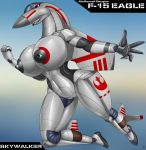  aircraft airplane anthro attack1942 breasts conditional_dnp female flying hi_res jet living_aircraft living_airplane living_machine machine nipples renthedragon solo star_wars wings x-wing 