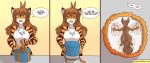  2019 aello anthro black_stripes box breasts brown_hair cake chest_tuft comic dialogue duo ear_tuft english_text eyes_closed featureless_breasts felid female flora_(twokinds) food fur hair mammal mrs._nibbly open_mouth open_smile orange_body orange_fur pantherine ribbons rodent sciurid slit_pupils smile speech_bubble stripes text tiger tuft twokinds webcomic white_body white_fur yellow_eyes 
