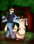  anthro digital_media_(artwork) domestic_ferret forest furret hi_res mammal mustela mustelid musteline nintendo painttoolsai pok&eacute;mon pok&eacute;mon_(species) tree video_games zombikiss 