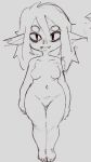  breasts featureless_breasts featureless_crotch female gigawix goblin humanoid humanoid_pointy_ears navel nude sketch slit_pupils solo standing thick_thighs wide_hips 