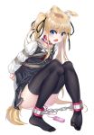  1girl animal_ears arms_behind_back bdsm blonde_hair blue_eyes blush bondage bound chain collar cuffs fang ginklaga hobble long_hair looking_at_viewer open_mouth rope saenai_heroine_no_sodatekata sawamura_spencer_eriri shibari shibari_over_clothes solo tail tears thighhighs twintails vibrator 