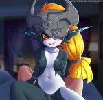 2019 ambiguous_gender bed blush breasts detailed_background duo female female/ambiguous front_view furniture hi_res humanoid looking_at_viewer midna navel nintendo nipples nude pussy red_eyes solo_focus the_legend_of_zelda twili twilight_princess twistedscarlett60 video_games 