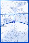 2019 anthro bodily_fluids breasts burping canid canine canis cev collar comic drooling duo female female/female fur hair hi_res macro mammal nipples nude open_mouth saliva size_difference smile surprise tongue tongue_out transformation 