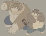  2019 anthro belly bottomwear clothing felid feline gadoran humanoid_hands male mammal moobs overweight overweight_male pants simple_background solo 