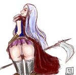  2007 artist_request ass blue_hair breasts cape chrono_trigger dress elf genderswap large_breasts looking_back lowres magus non-web_source oekaki panties pointy_ears scythe skirt solo source_request underwear 