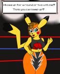  anthro anthrofied camel_toe clothed clothing cosplay_pikachu_(costume) female hi_res kellytelly nintendo pikachu pikachu_libre pok&eacute;mon pok&eacute;mon_(species) pok&eacute;morph solo video_games 