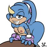  2011 blue_eyes breasts breeze_the_chameleon chameleon fan_character female lizard meller&#039;s_chameleon nipples reptile saltcore scalie solo sonic_the_hedgehog_(series) thick_thighs 