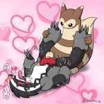  &lt;3 2019 ambiguous_domination ambiguous_gender blush bodily_fluids claws cock_and_ball_torture compression_artifacts domination feet feral foot_on_penis furret genital_torture japanese_text lying male male/ambiguous mammal nekoyama nintendo obstagoon on_back penis pink_background pok&eacute;mon pok&eacute;mon_(species) red_penis reverse_wheelbarrow_position shaking simple_background stomping tears text tongue tongue_out trembling video_games 
