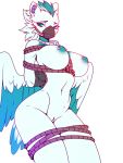  anthro avian beak blue_(bluethegryphon) bound breasts cerbera digital_media_(artwork) female gryphon hi_res nipples piercing rope solo tagme wings 