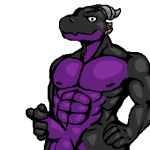  1:1 5_fingers animated anthro balls black_body black_scales digital_media_(artwork) dragon dyevclr dyevclr_arret erection fingers low_res male masturbation muscular muscular_male nipples nude penis purple_body purple_eyes purple_scales scales scalie simple_background solo 