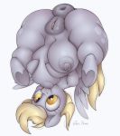  anus bodily_fluids derpy_hooves_(mlp) equid equine female feral friendship_is_magic hi_res huge_teats lactating mammal my_little_pony pterippus puffy_anus pussy self_suckle teats thick_thighs twi_paww wings 