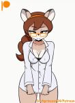  &lt;3 animated anthro big_breasts black_nose breasts brown_eyes brown_hair cervid clothed clothing darkprincess04 doe_(alfa995) eyelashes female fur hair long_hair looking_at_viewer mammal nipple_outline one_eye_closed open_mouth smile tongue tongue_out wink 