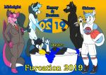  2019 anthro basketball canid canine canis clothed clothing digital_media_(artwork) domestic_dog dragon english_text female fur grumpy_griffin_creations hair hi_res holding_object husky looking_at_viewer male mammal microphone nordic_sled_dog nude open_mouth simple_background smile spitz standing text wolf 