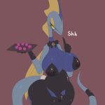  1:1 2019 anal_beads anthro biped blue_body bow_tie breasts bulge clothing gynomorph half-closed_eyes herm hi_res intelleon intersex lizard long_tail looking_at_viewer nintendo pok&eacute;mon reptile rubber scalie sepiruth sex_toy shh simple_background smile solo unknown_pok&eacute;mon video_games yellow_eyes 