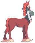  2015 big_breasts breasts centaur clothed clothing equid equid_taur eyelashes female hair lilirulu lips mammal mammal_taur orange_hair side_view standing sweater taur topwear 