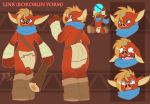  2019 alternate_species angry anthro blin_(tloz) bokoblin breath_of_the_wild clothed clothing digital_media_(artwork) happy hi_res humanoid implied_transformation link male nintendo open_mouth scarf simple_background smile solo surprise tattoorexy the_legend_of_zelda transformation video_games 