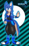  anthro blue_hair canid canine canis clothed clothing fully_clothed fur hair hi_res long_hair male mammal martial_arts wolf ya1k0n 