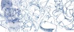  absurdres ass atelier_(series) atelier_ryza breasts character_sheet cleavage hews_hack highres monochrome multiple_views short_hair shorts sketch swimsuit thighs 