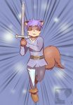  2013 blue_eyes canid canine clothed clothing fox hi_res male mammal melee_weapon secretkitsune solo sword weapon 
