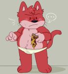  ... 2019 absurd_res anthro blush bulge clothing domestic_cat faggotrat felid feline felis food fur goro_(mappy) hi_res humanoid_hands male mammal mappy overweight overweight_male pizza red_body red_fur solo underwear video_games 