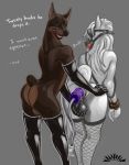  2019 anal anal_penetration anthro anthro_on_anthro anus backsack ball_fondling ball_gag balls bdsm biped blinders bondage bound butt canid canine canis clothing cum_tube dialogue digital_media_(artwork) dildo dobermann domestic_dog duo english_text equid equine eyewear fishnet fishnet_legwear fondling fur gag gagged gloves grey_background hair handwear hi_res horse interspecies legwear looking_at_viewer male male/male mammal nude open_mouth penetration pinscher reins rubber sex_toy silverthings simple_background smile stockings submissive talking_to_viewer text watermark white_body white_fur 