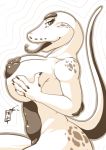  absurd_res anthro areola big_breasts breasts digital_media_(artwork) female forked_tongue hi_res looking_at_viewer munsu89 nipples nude piercing reptile scalie snake solo tongue 