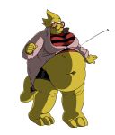  alphys alternate_universe anthro belly belly_overhang big_belly big_breasts bottomwear breasts buckteeth button_pop clothed clothing coat deep_navel doctor_alphys_(underfell) eyewear female glasses hi_res lab_coat midriff monterrang navel obese obese_female overweight overweight_female partially_clothed reptile scalie sharp_teeth shirt shorts solo striped_shirt teeth thick_tail thick_thighs tight_clothing tight_shirt tight_topwear tinted_glasses topwear underfell undertale video_games wide_eyed 