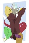  2019 absurd_res anthro balls digital_media_(artwork) discord_(mlp) doost draconequus erection friendship_is_magic fur hi_res humanoid_penis male mammal muscular muscular_male my_little_pony penis simple_background solo vein white_background 