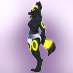  1:1 2017 anthro biped black_body black_fur breasts claws clothed clothing diaper diaper_fetish eeveelution ennfet fangs female fur hand_on_diaper hi_res nintendo nipples open_mouth paws pok&eacute;mon pok&eacute;mon_(species) red_eyes solo teeth tongue tongue_out topless umbreon underwear video_games 