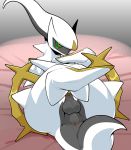  2019 anus arceus balls blush censored feral kageyama legendary_pok&eacute;mon looking_at_viewer male nintendo penis pok&eacute;mon pok&eacute;mon_(species) seductive thick_tail thick_thighs video_games white_body 