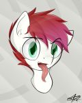  brenna_jorunn bust_portrait equid equine fan_character female feral green_eyes hi_res mammal my_little_pony open_mouth piercing portrait starmaster tongue tongue_piercing 