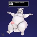 asriel_dreemurr balls belly big_balls big_penis erection floating fur grey_eyes hyper looking_at_viewer male overweight penis person-420 simple_background solo text_box undertale video_games white_body white_fur 