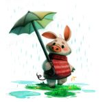  ambiguous_gender animal_crossing anthro beady_eyes black_eyes blush clothed clothing crossover cryptid-creations disney domestic_pig flower fur grass mammal nintendo outside piglet pink_body pink_fur plant puddle raining simple_background solo suid suina sus_(pig) umbrella video_games white_background winnie_the_pooh_(franchise) 