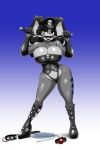  absurd_res big_breasts black_hair boots breasts brown_eyes clothing dominatrix female footwear hair hat headgear headwear hi_res huge_breasts lagomorph leash leporid mammal rabbit riding_crop rubber smile solo speeds whip 