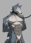  abs angry anime arms_tied bdsm beastars bondage bound canid canine canis collar hands_behind_back hi_res leash legosi_(beastars) mammal maotengo nude pecs penis shackles wolf 